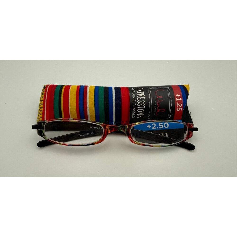 ICU Eyewear Wink Neoprene Expressions Stripe Reading Glasses +2.50 Magnification
